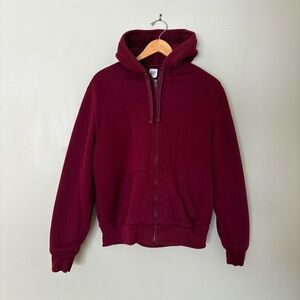 Gap Maroon Sherpa Lined Zip Hoodie Men’s L - Cozy Fleece EUC - Winter Must!